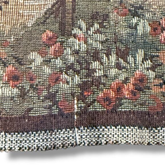 VTG Antique Moonlight Serenade Belgian Tapestry Wall Hanging Rococo 38” X 20” - Picture 15 of 16